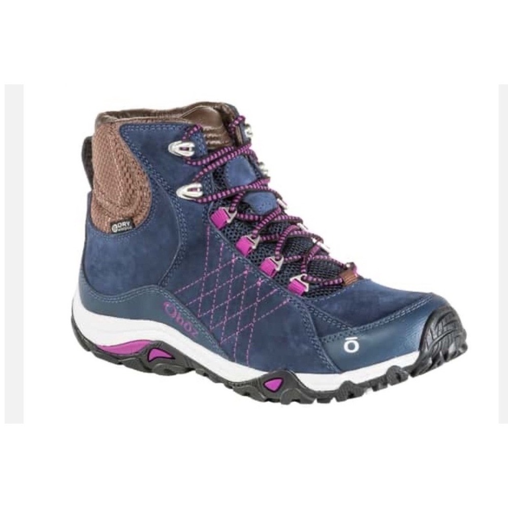 Oboz Sapphire Waterproof Mid Hiking Boots‎ Navy Pink Women's Size 7.5
